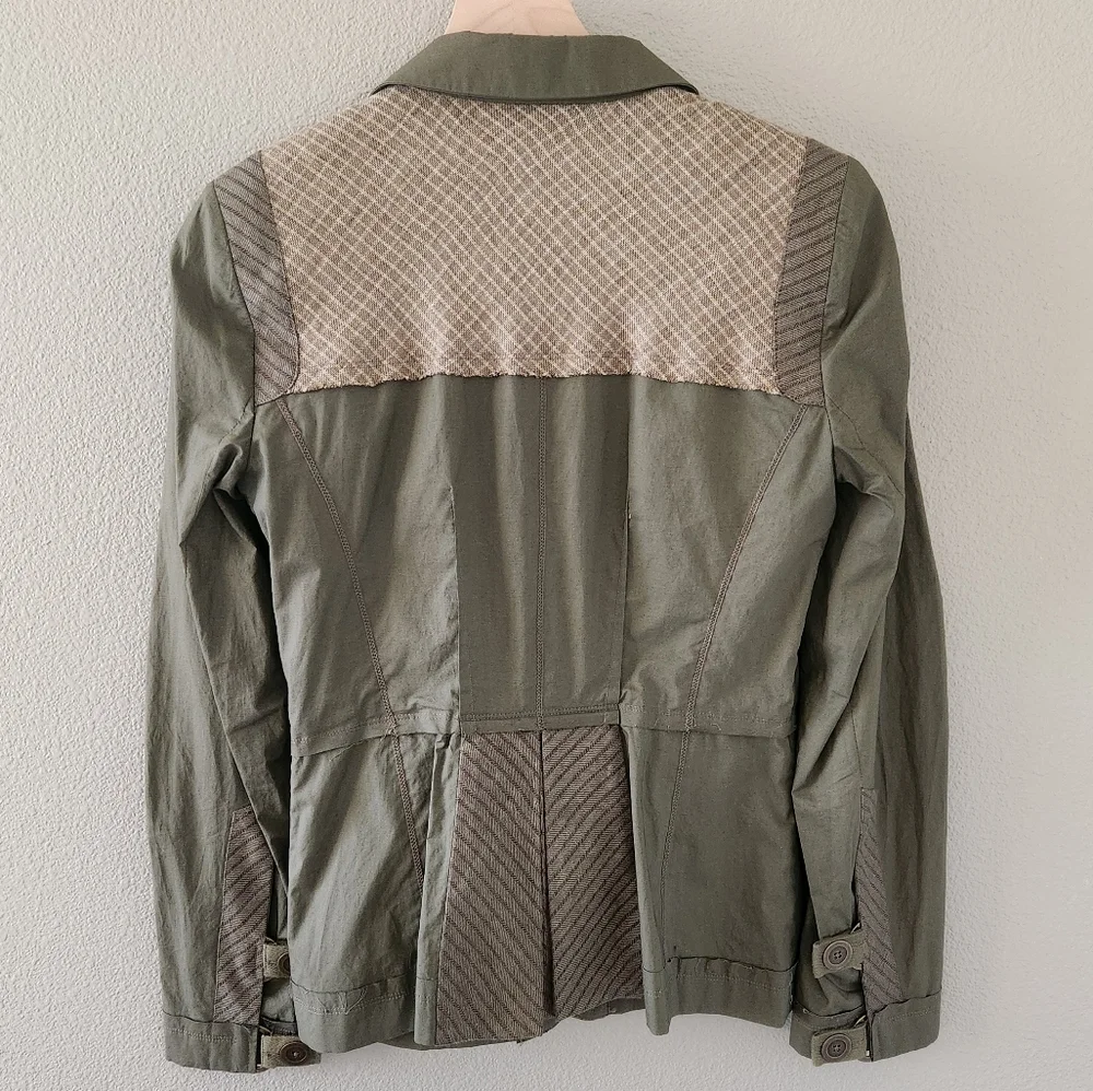 Vintage Y2K L.A.M.B. Jacket Size 4 Gwen Stefani Olive Green Plaid Cotton Linen - Picture 8 of 16